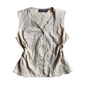 Vintage Y2K  Beige Floral Vest